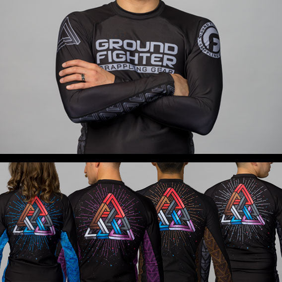 Ground Fighter BJJ Triangle Pyramid Ranked Rashguards